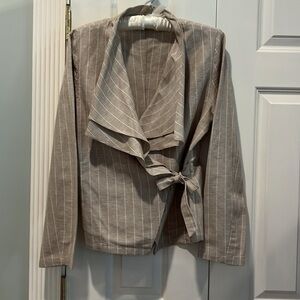 NM NEIMAN MARCUS Jacket Tan Lightweight Linen Like Flowing Front Size Medium